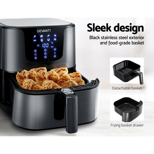Devanti Air Fryer 7L LCD Fryers Oven Kitchen Airfryer  Healthy Cooker