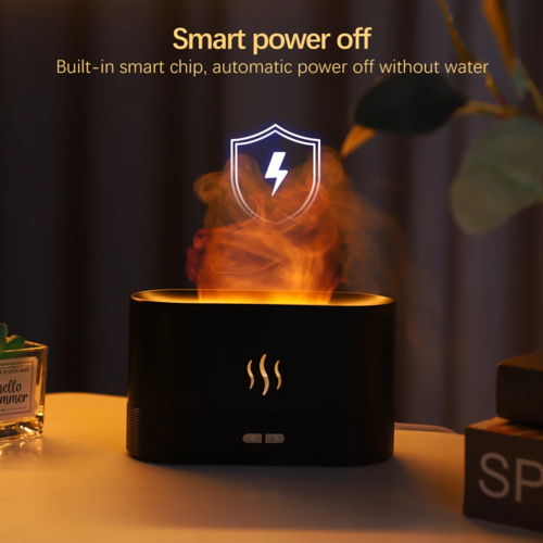 Aroma Diffuser Air Humidifier Flame Lamp Difusor con apagado automático y diseño elegante.